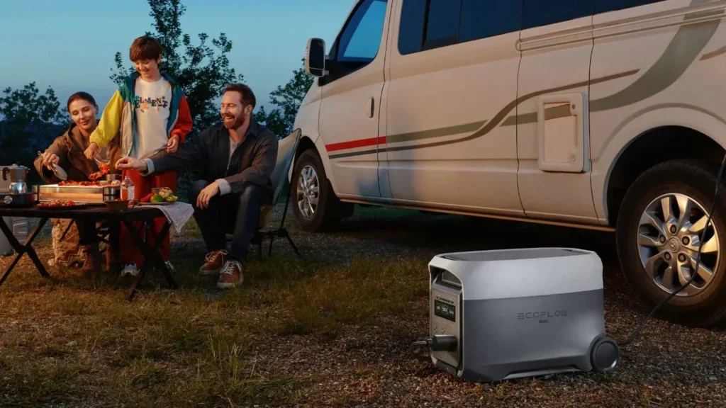 family camping outdoors with a van and ecoflow delta 3 ultra portable power station . 1500x1500 e1358a16 1b99 4447 8da4 081528ae7000